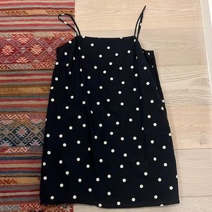 Linen Black polkadot mini shift dress